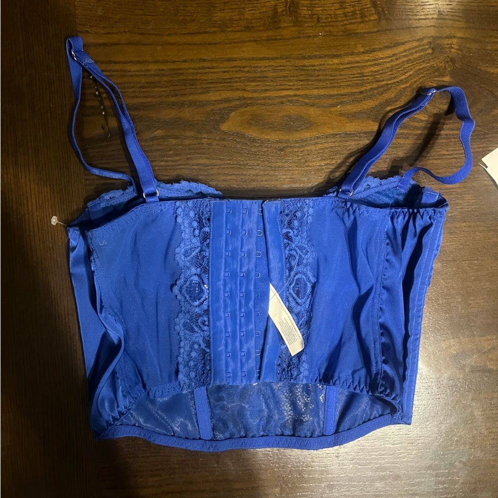 BDG Urban Outfitters Royal Blue Lace and Satin Corset Crop Top Size small - Picture 8 of 9